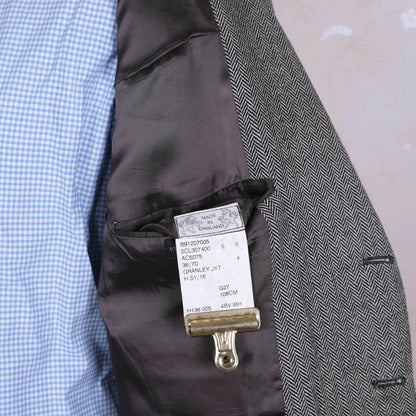 Chester Barrie, harmaa käsintehty kashmirtakki, koko 56, kalanruotokuvio