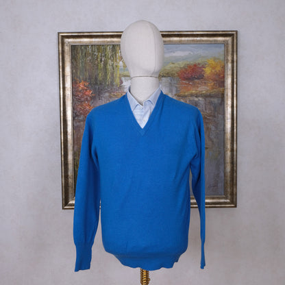 William Lockie, light blue jumper, size L, Geelong wool