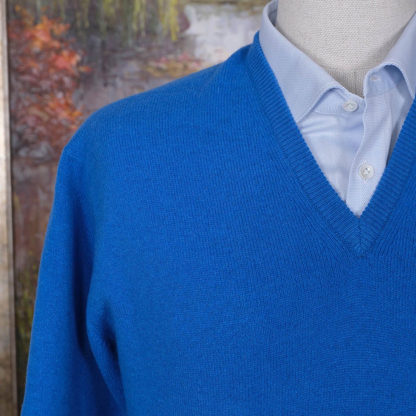 William Lockie, light blue jumper, size L, Geelong wool