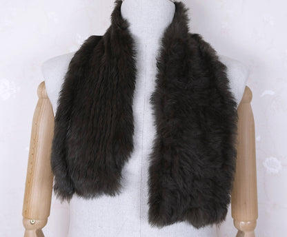 Yves Salomon, brown scarf, rabbit fur material