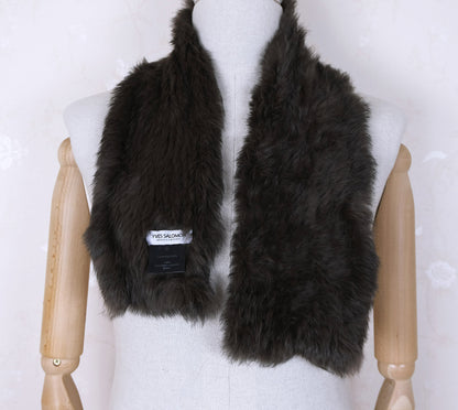 Yves Salomon, brown scarf, rabbit fur material