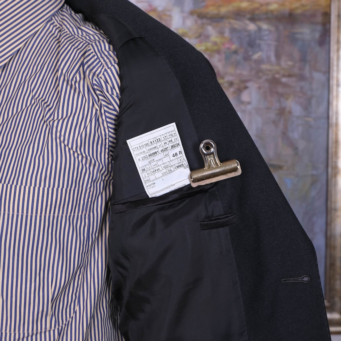 Ermenegildo Zegna, tumma puku, koko 48, flanellivillaa