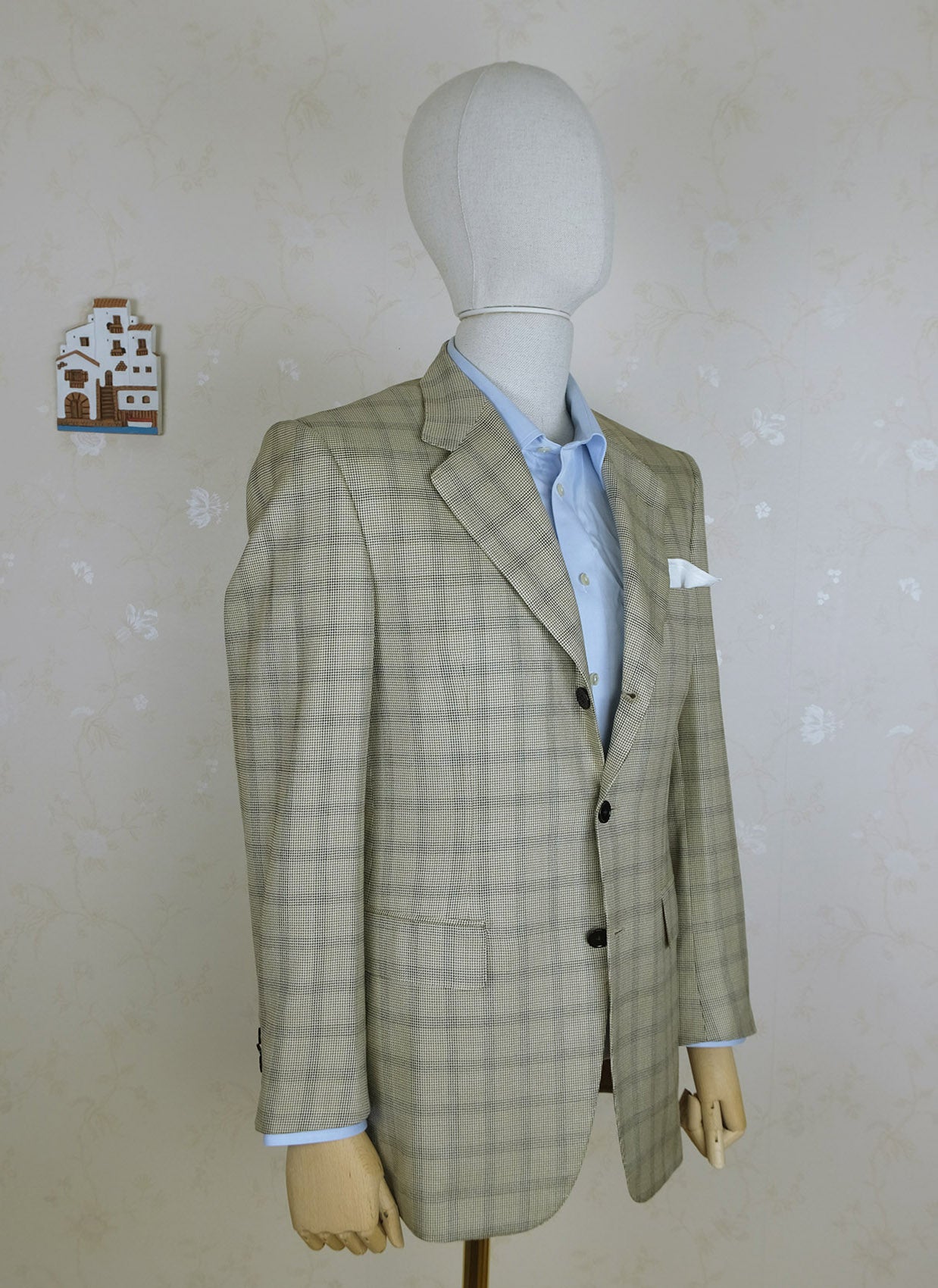 d'Avenza, brown hand-sewn jacket, wool and silk, size 40UK