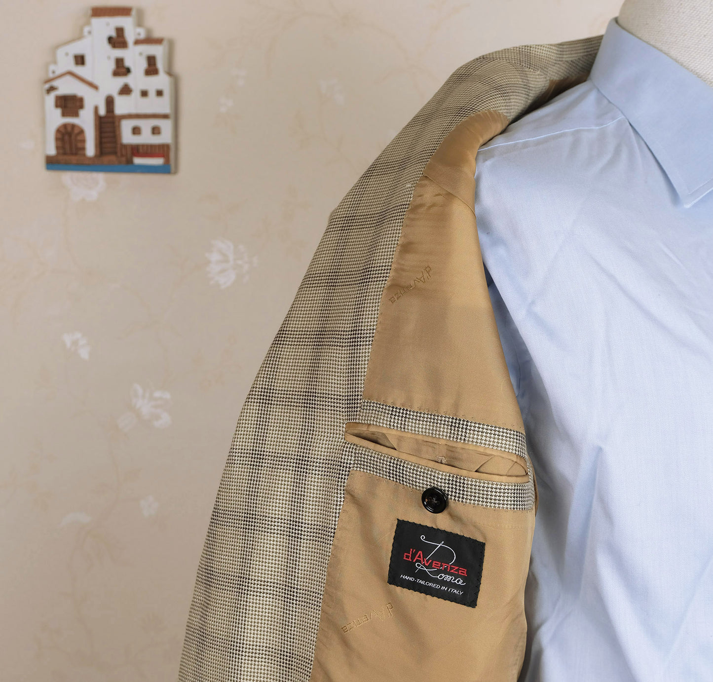 d'Avenza, brown hand-sewn jacket, wool and silk, size 40UK