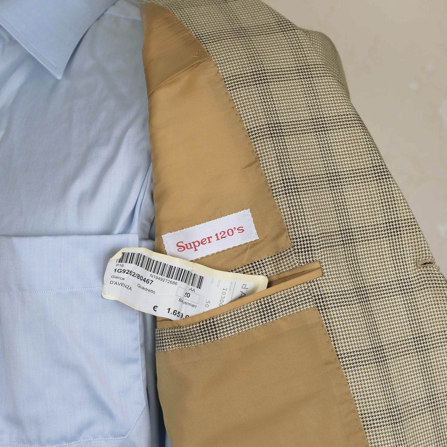 d'Avenza, brown hand-sewn jacket, wool and silk, size 40UK